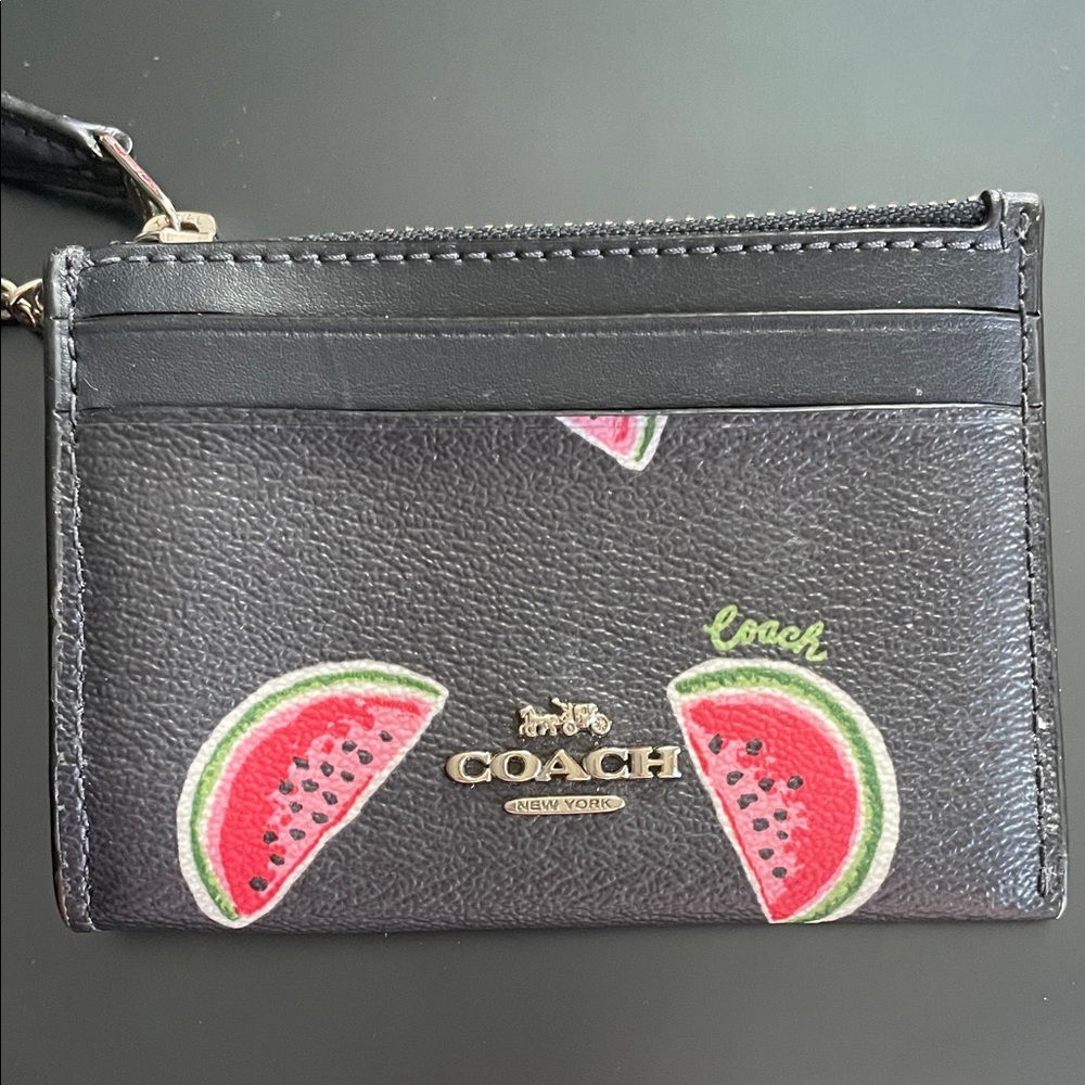 Coach Black Watermelon Keychain Card Holder.